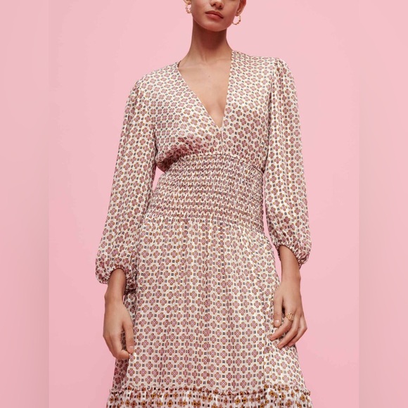 Maje Printed Chiffon Midi Dress - Picture 2 of 8